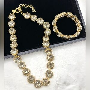 Talbots Champagne and Gold Crystal Necklace and Bracelet Set